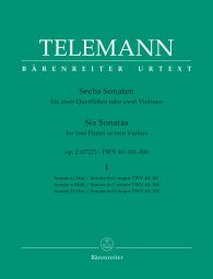 Six Sonatas for two Flutes or Violins Op.2 (TWV 40) Volume I (Playing Score)