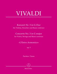 Concerto for Violin in G major Op.3/3 (RV 310) (Full Score)