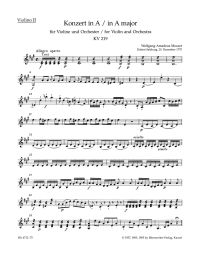 Concerto for Violin No.5 in A major (K.219) (Violin II)