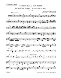 Concerto for Violin No.5 in A major (K.219) (Cello/Bass)