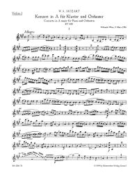 Concerto for Piano No.23 in A major (K.488) (Violin I)