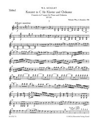 Concerto for Piano No.25 in C major (K.503) (Violin I)