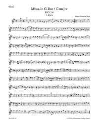 Mass in G major (BWV 236) Lutheran Mass 4 (Oboe I)