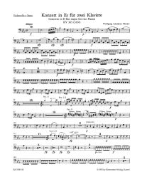 Concerto for two Pianos No.10 in E-flat major (K.365) (Cello/Bass)