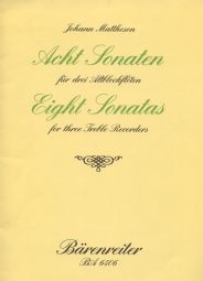 Eight Sonatas for three Treble Recorders Op.1 Nos 3-10 (Playing Score)