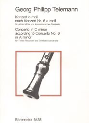 Concerto in C minor for Treble Recorder & Cembalo concertato (TWV 42:a2) (Score & Parts)