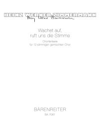 Wachet Auf, Ruft Uns Die Stimme. Choral Fantasy