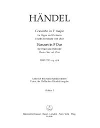 Concerto for Organ Op.4 No.4 in F major: Choral 4th Movement (HWV 292) Violin I