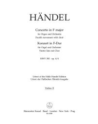 Concerto for Organ Op.4 No.4 in F major: Choral 4th Movement (HWV 292) Violin II