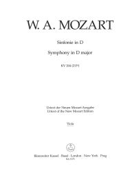 Symphony in D major based on the Serenade K.204 (213a) (Viola)