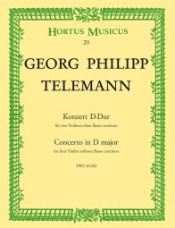 Concerto for Four Violins without Basso continuo in D major (TWV 40:202) (Score & Parts)